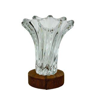 Crystal Lead Flower Vase COFRAC Art Verrier France 7 " tall Vintage Decor
